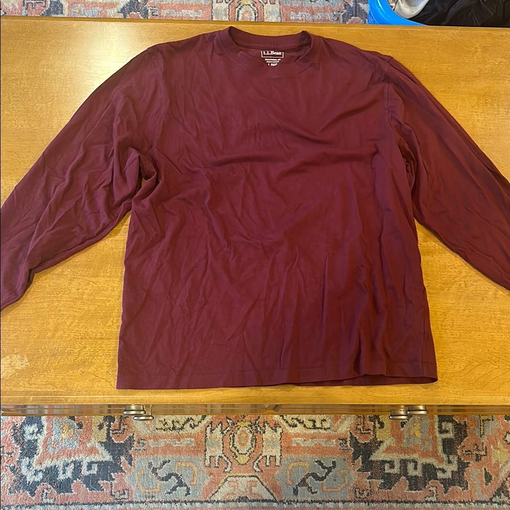 L.L. Bean large burgundy long sleeve shirt, versatile look